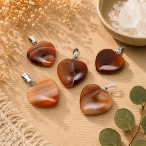 Agate Heart Pendant – Natural Crystal Necklace for Love & Balance