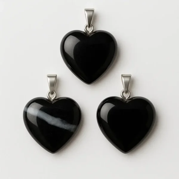 Agate black Heart pendant 3 - LEMRA (2)