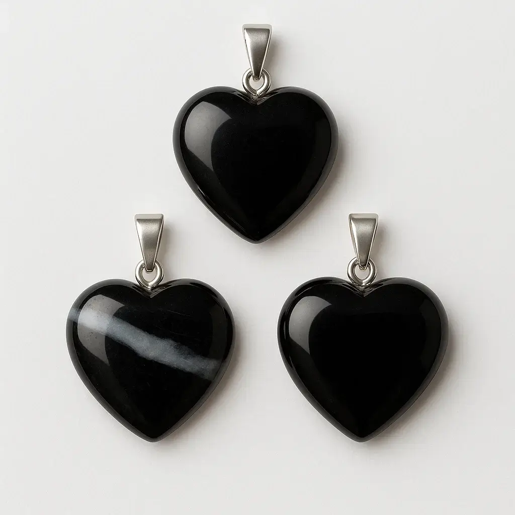 Agate black Heart pendant 3 - LEMRA (2)
