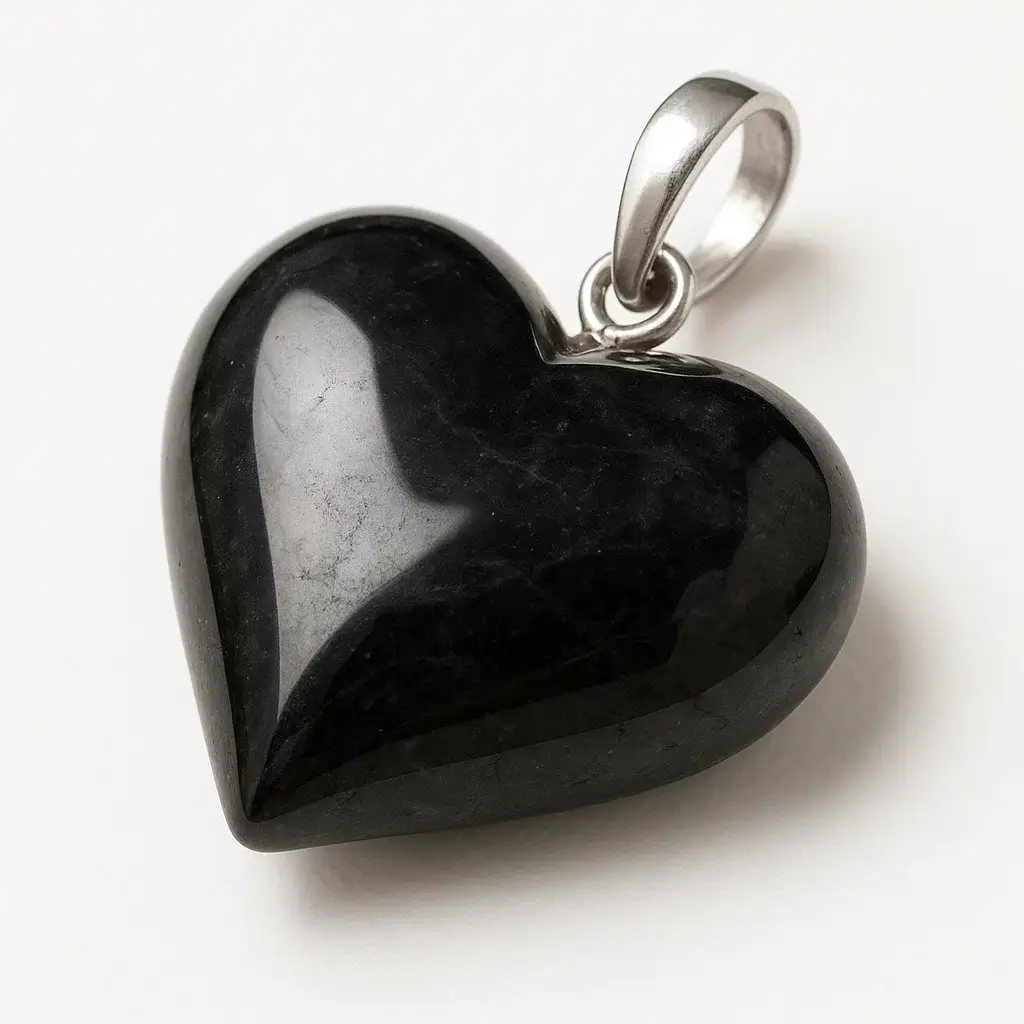 Agate black Heart pendant 4 - LEMRA