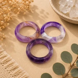 Amethyst Hoop Ring – Elegant Healing Crystal Jewelry for Style & Spiritual Balance