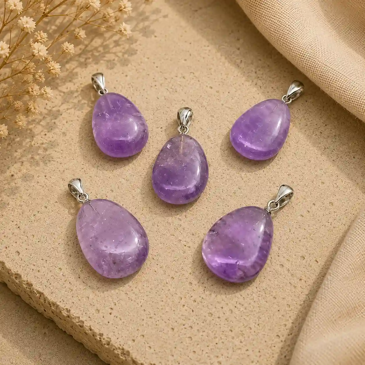 Amethyst Pendant – Genuine Purple Crystal Necklace for Men & Women
