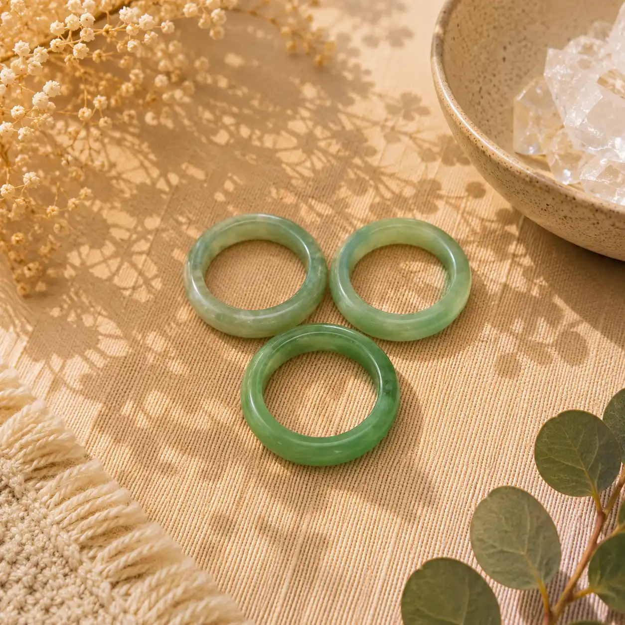 Aventurine Hoop Ring – Natural Gemstone Ring for Luck, Prosperity & Positive Energy