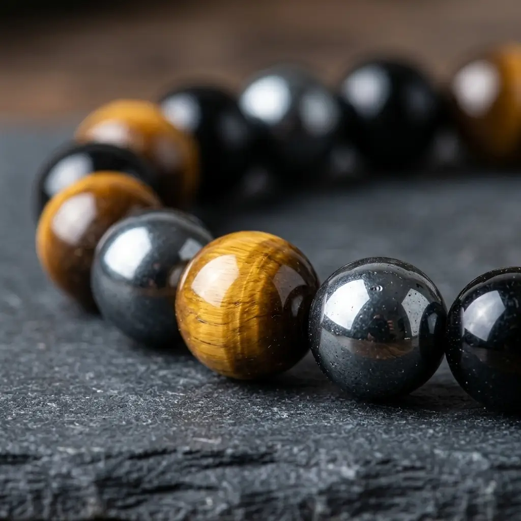 Black Onyx & Tiger Eye Stone Bracelet
