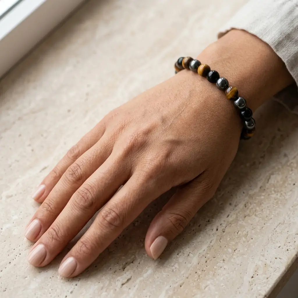 Black Onyx & Tiger Eye Stone Bracelet