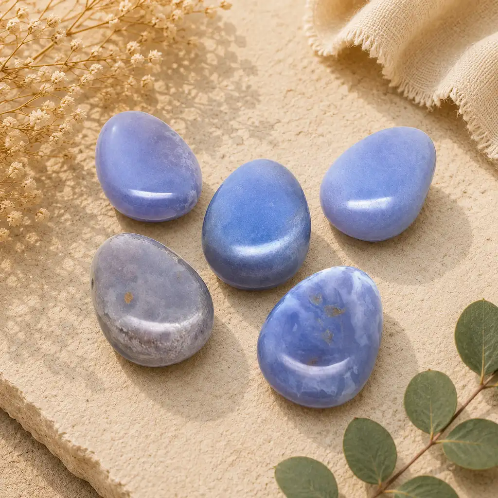 Chalcedony Blue Tumbled Stone – Natural Polished Healing Crystal