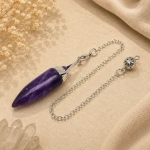Genuine Amethyst Crystal Cone Pendulum for Spiritual Guidance