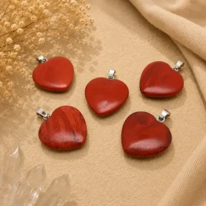 Genuine Red Jasper Heart Pendant – Crystal Necklace for Everyday Wear