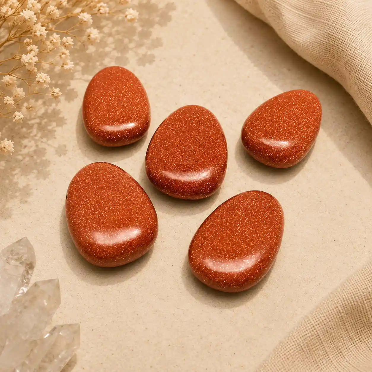 Goldstone Red Drop Pendant – Elegant Healing Crystal Necklace