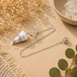 Howlite Hexagon Pendulum – Natural Crystal Dowsing & Healing Tool