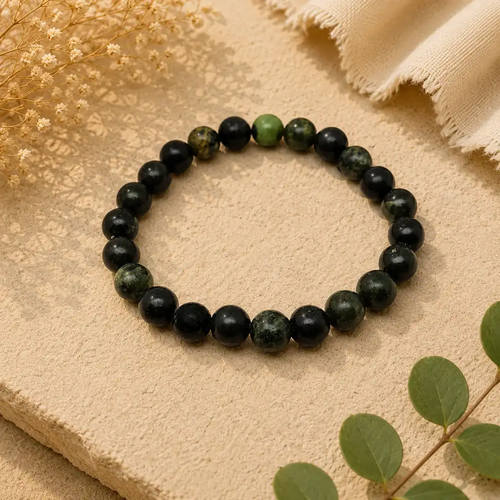 Jade Nephrite Ball Bracelet – Natural Healing Crystal Bead Jewelry