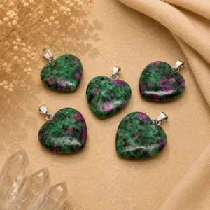 Larvikite Heart Pendant – Natural Crystal Heart Necklace Genuine Larvikite Gemstone Jewelry Gift