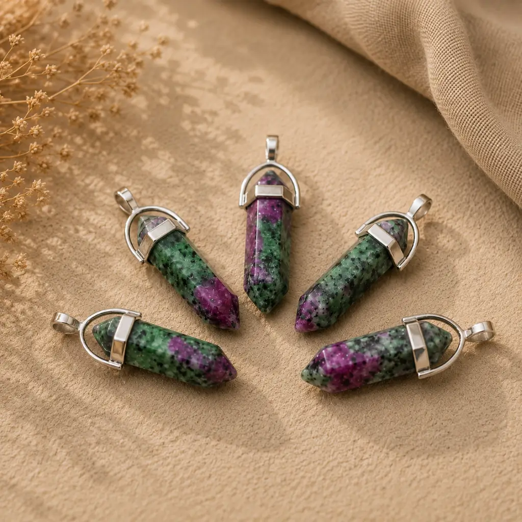 Larvikite Painted Vogel Pendant – Protection & Grounding Crystal Jewelry