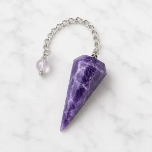 Lepidolite Hexagon Pendulum – Purple Crystal Dowsing Pendant for Meditation & Energy Healing