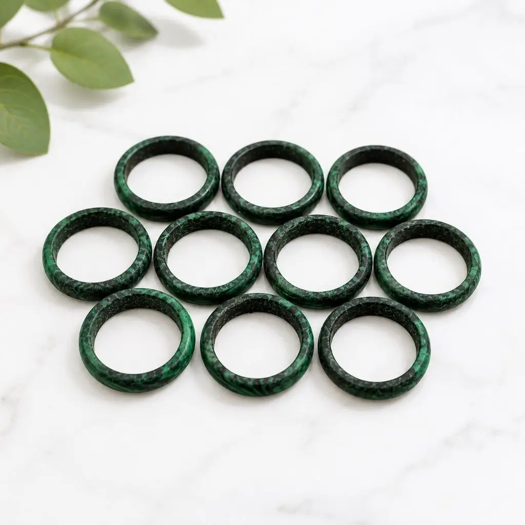 Natural Malachite Hoop Ring for Men & Women - Image 3