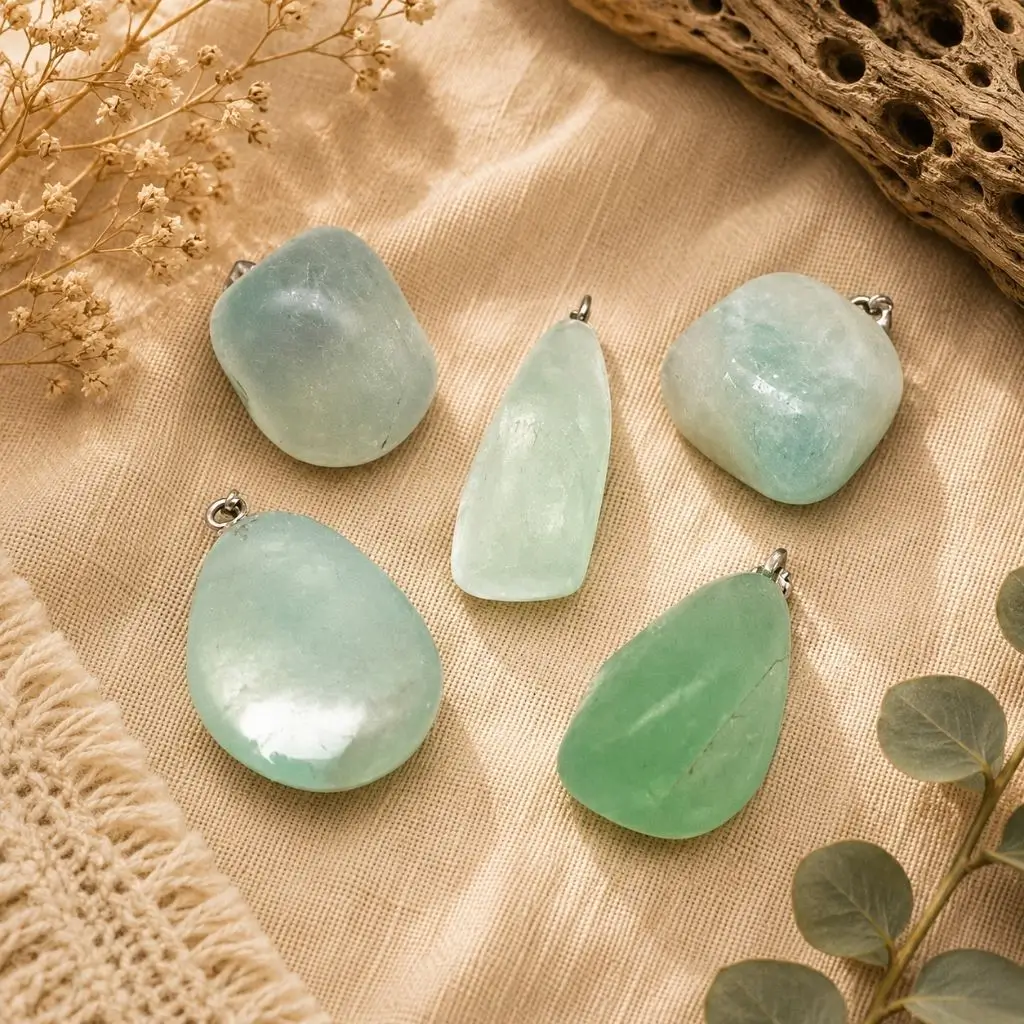 Natural Green Fluorite Pendant – Healing Crystal Necklace Jewelry - Image 3