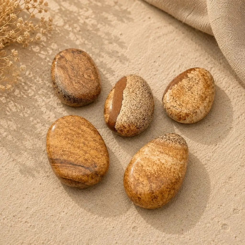 Natural Picture Jasper Tumbled Stone for Grounding & Balance - Image 3