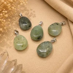 Natural Prehnite Drop Necklace – Elegant Crystal Jewelry Gift