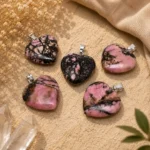 Natural Rhodonite Heart Pendant for Love, Balance & Healing