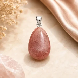 Natural Strawberry Quartz Drop Pendant Crystal Jewelry