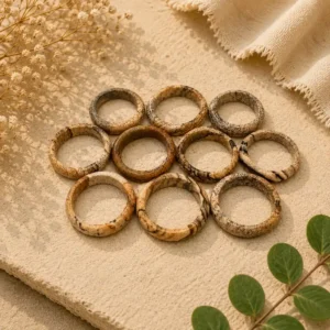 Picture Jasper Hoop Ring – Natural Stone Ring for Everyday Wear