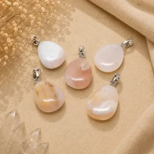 Pink Agate Drop Pendant – Natural Gemstone Crystal Necklace for Love & Emotional Balance