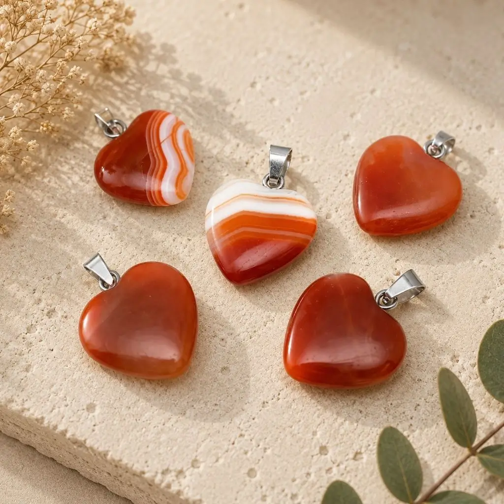 Red Agate Heart Pendant – Natural Crystal Healing Necklace - Image 3