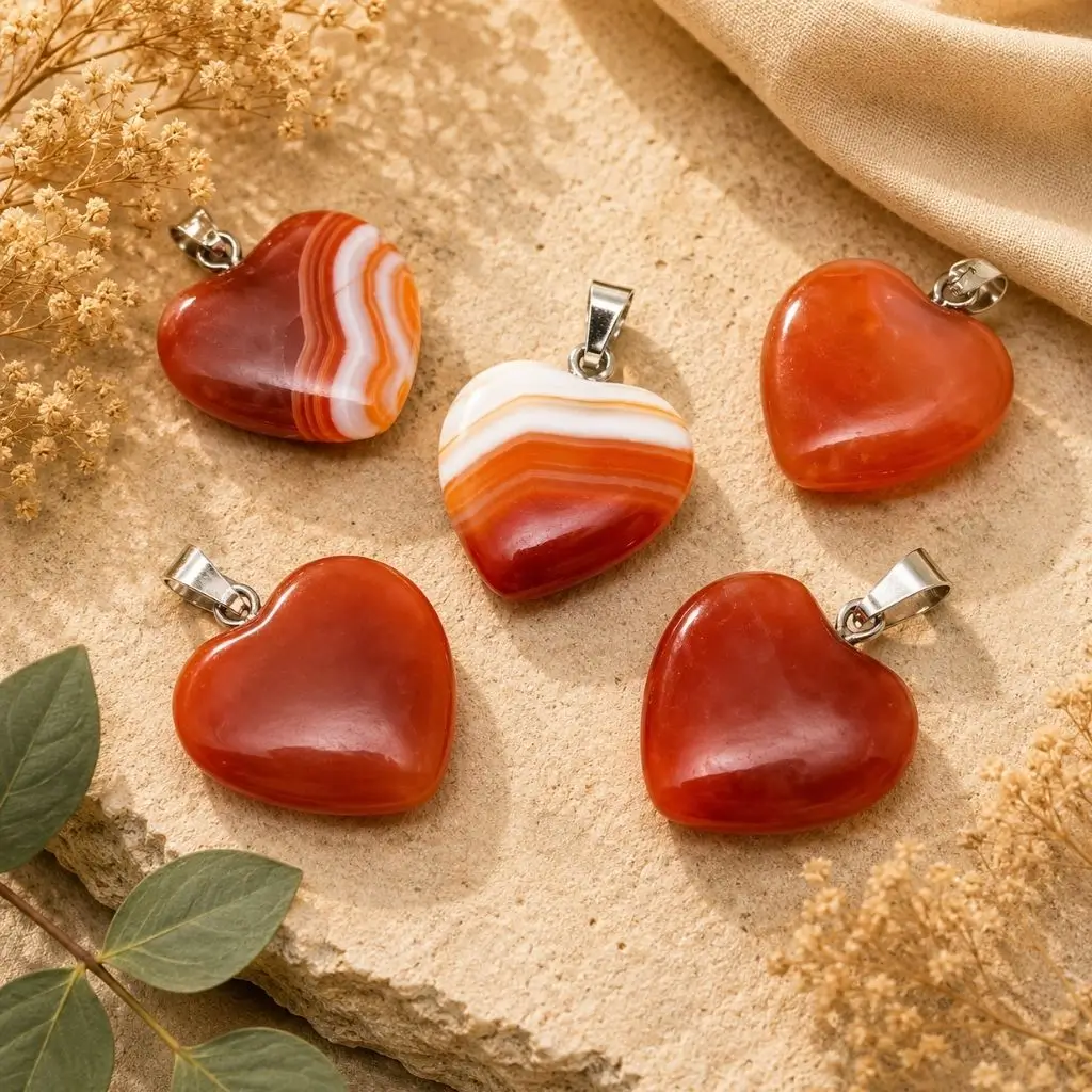 Red Agate Heart Pendant – Natural Crystal Healing Necklace - Image 2