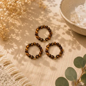Tiger's Eye Bullet Balls Ring – Natural Gemstone Ring for Confidence, Protection & Strength