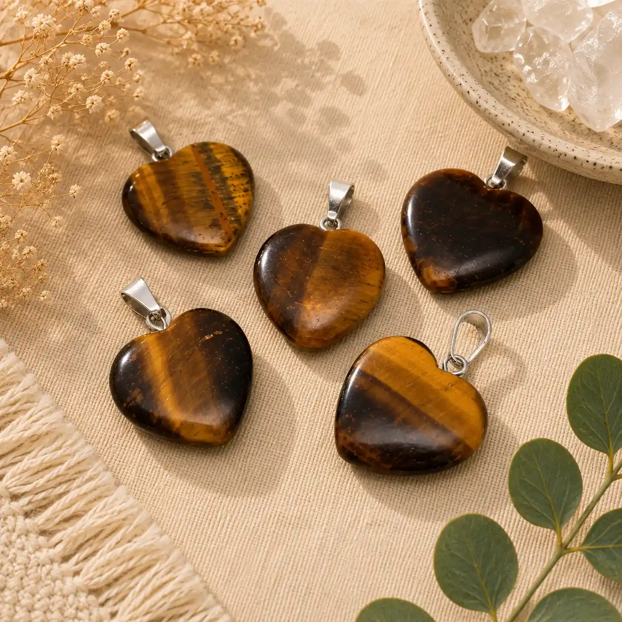 Tiger's Eye Heart Pendant – Natural Gemstone Necklace for Courage & Protection - Image 2