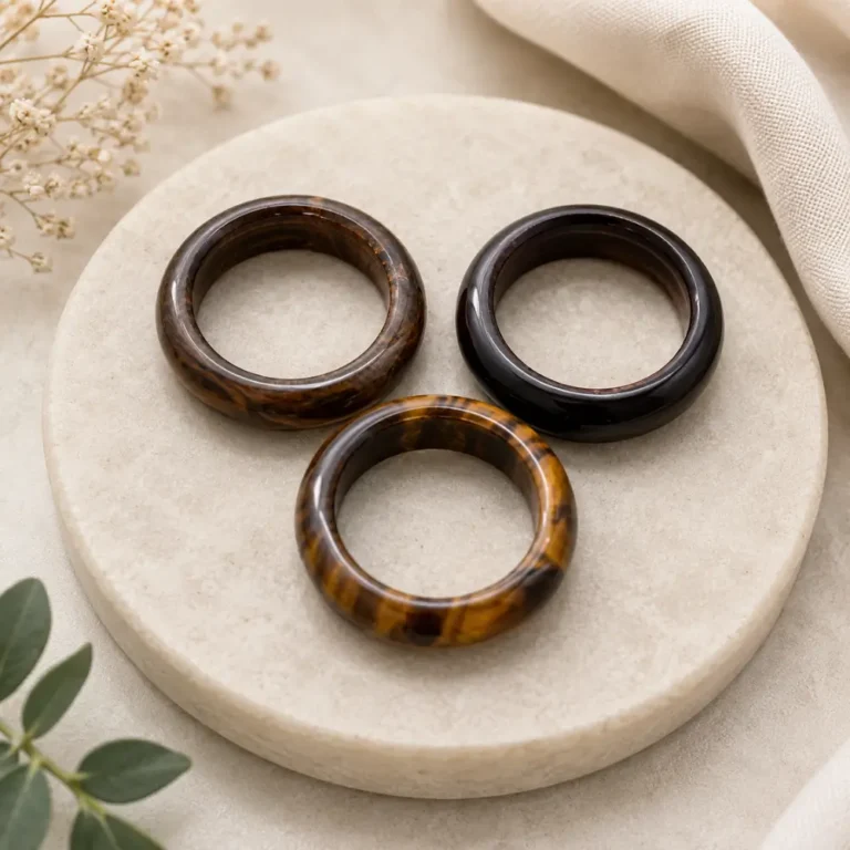 Tiger’s Eye Hoop Ring – Elegant Gemstone Adjustable Ring for Men & Women - Image 2