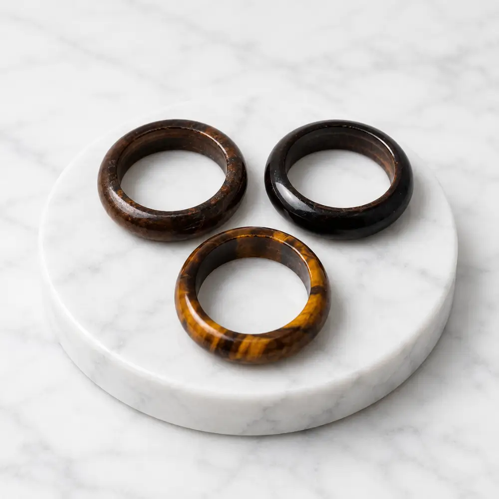 Tiger’s Eye Hoop Ring – Elegant Gemstone Adjustable Ring for Men & Women - Image 3