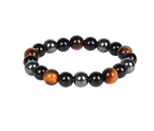 This **Triple Protection Bracelet** combines the powerful energies of **Tiger Eye**, **Hematite**, and **Black Obsidian** in 12mm beads, offering protection, grounding, and emotional healing. Known for enhancing confidence, focus, and shielding against negative energy, this bracelet is ideal for those seeking balance and protection in their daily life. Each piece is unique, with natural stones that may vary slightly in color and pattern. Perfect for enhancing your energy or as a thoughtful gift.