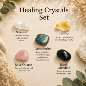 5 Tumbled Healing Crystals Set – Love, Protection & Positive Energy