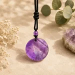 Amethyst Circle Pendant – Natural Crystal Healing Necklace - Image 2