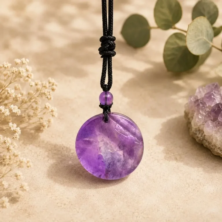 Amethyst Circle Pendant – Natural Crystal Healing Necklace - Image 2