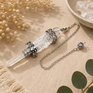 Clear Quartz Rock Crystal Vial Tip Pendulum – Spiritual & Reiki Tool
