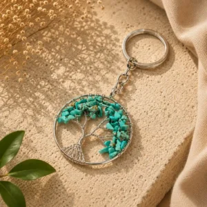 Natural Turquoise Tree of Life Keychain Crystal Gift