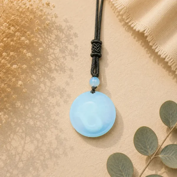 Opalite Circle Pendant – Elegant Crystal Necklace