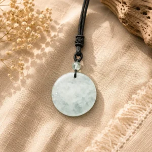 Rock Crystal Round Pendant – Natural Clear Quartz Healing Jewelry