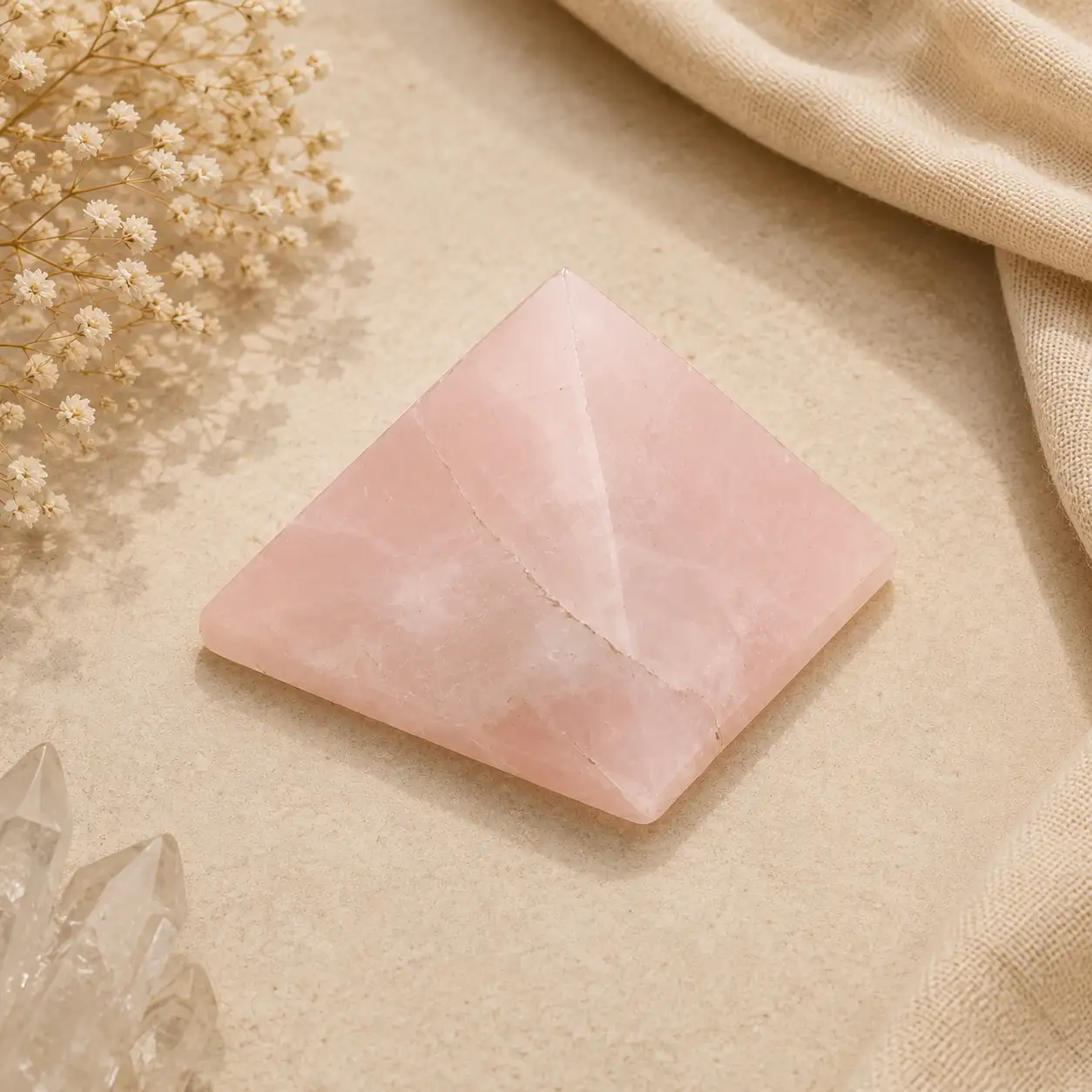 Rose Quartz Pyramid Stone – Natural Healing Crystal for Love, Harmony & Positive Energy