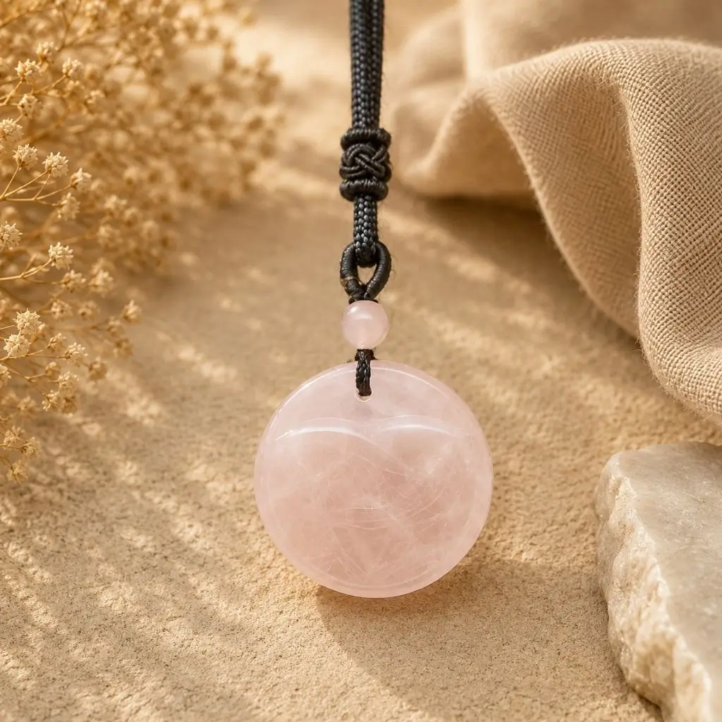 Rose Quartz Round Crystal Pendant