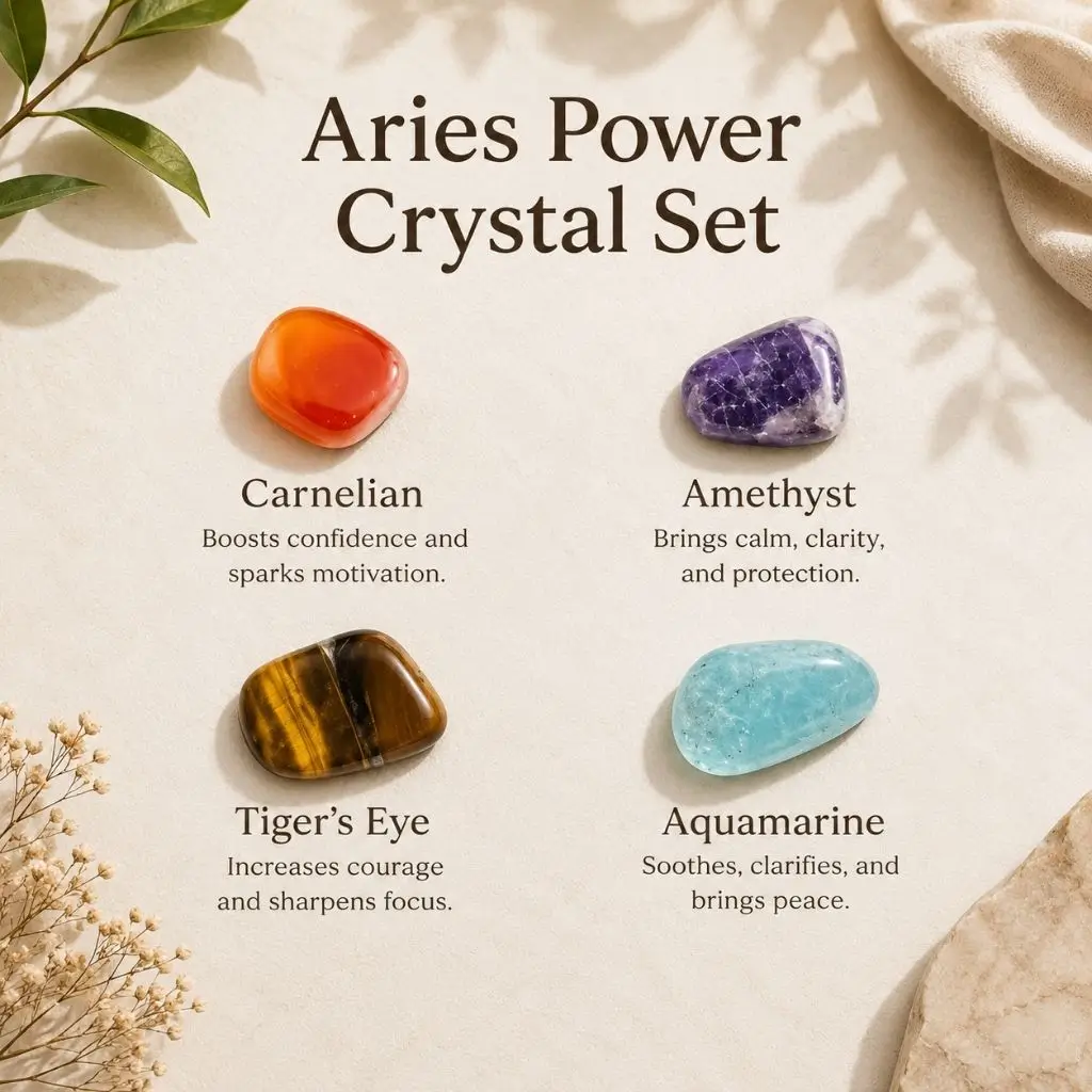 Aries Power Crystal Set – Strength, Balance & Energy LEMRA
