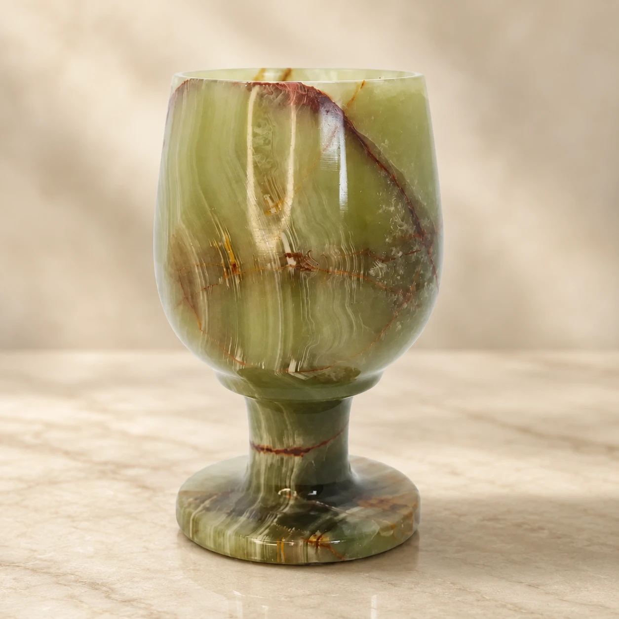 Green Onyx Stone Carved Sherry Glass (Single)