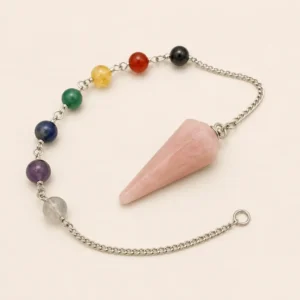 Rose Quartz Pendulum with Chakra Stones for Healing & Meditation