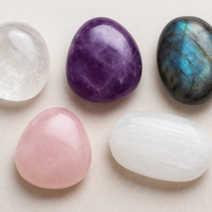 Crystal Healing Set – Clear Quartz, Amethyst, Labradorite, Rose Quartz & Selenite Tumbled Stones