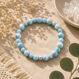 Blue Aragonite Crystal Bracelet for Stress Relief and Balance
