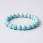 Natural Dominican Larimar Beaded Bracelet – 10mm Blue Stone (Size 17) - Image 8