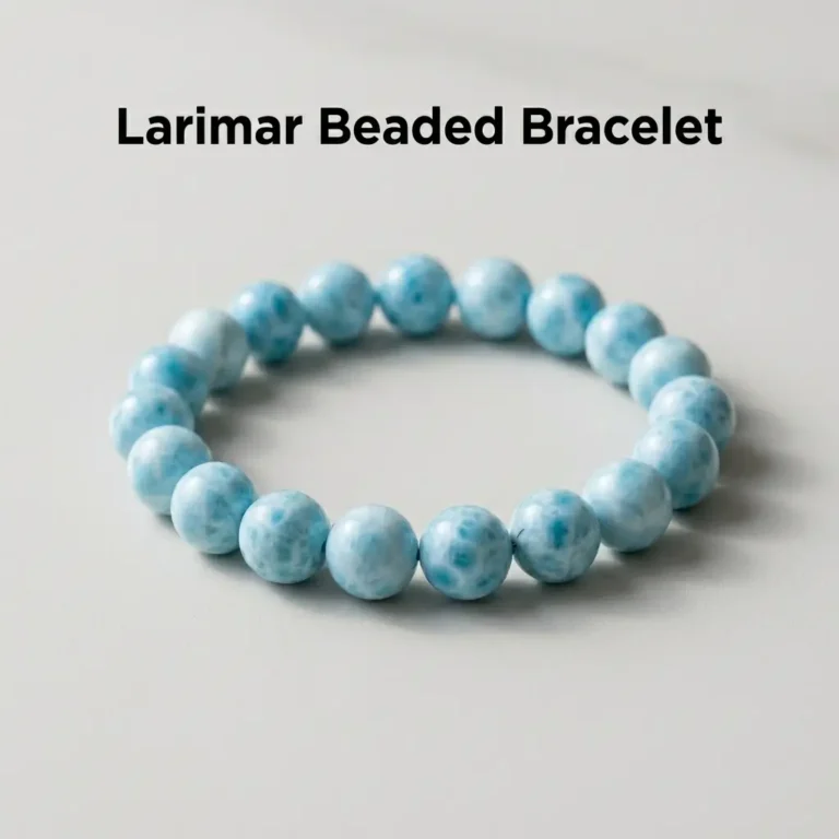 Natural Dominican Larimar Beaded Bracelet – 10mm Blue Stone (Size 17) - Image 6