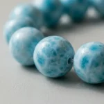 Natural Dominican Larimar Beaded Bracelet – 10mm Blue Stone (Size 17) - Image 5